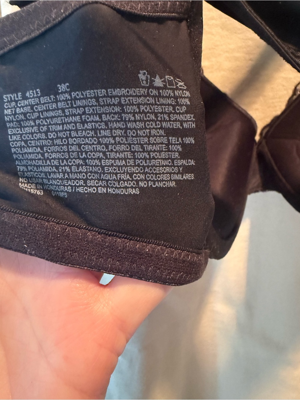 Playtex Black Bra with White Lace Embroidery - Picture 3 of 3